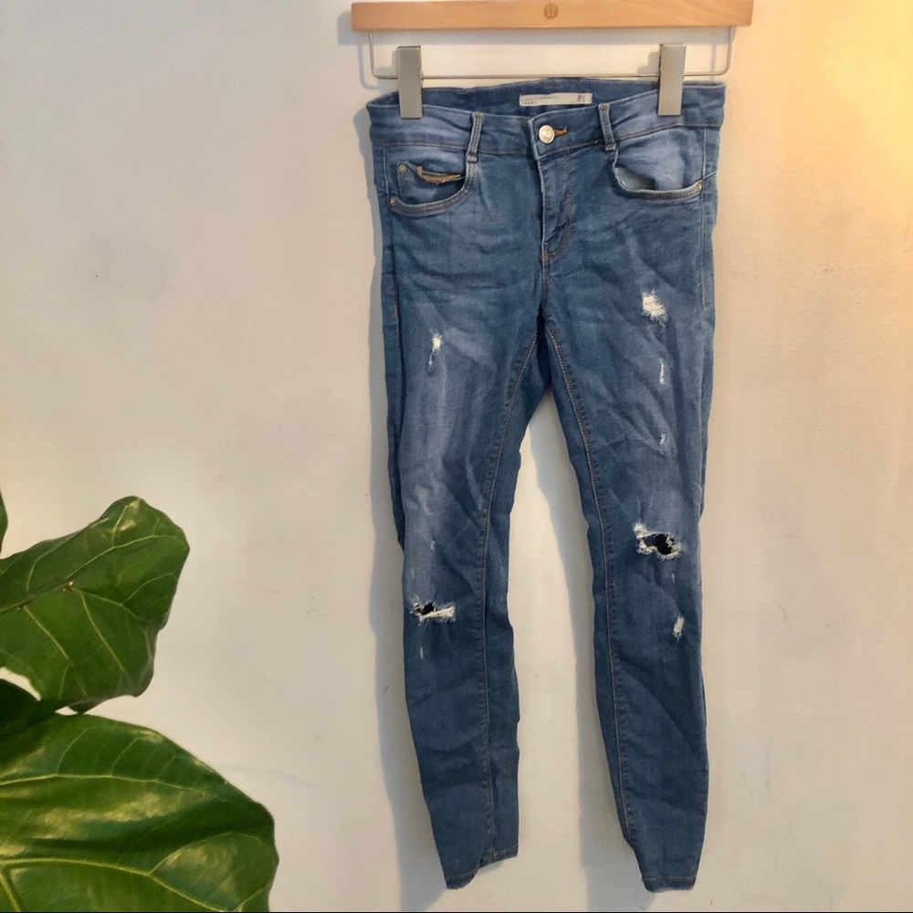ZARA ripped stretch skinny jeans
